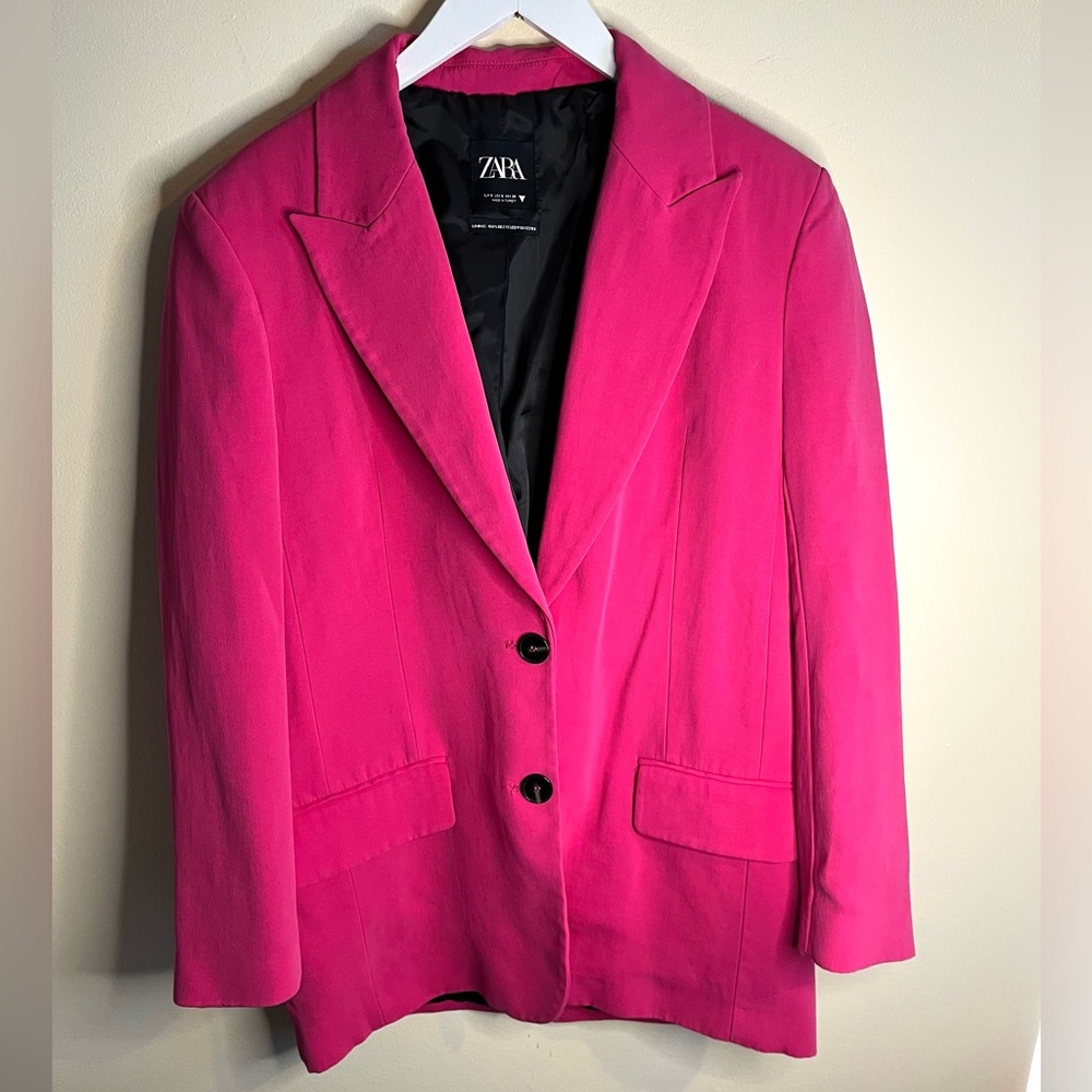 Zara Women's Oversized Fuchsia Barbiecore Blazer